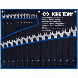12D26MRN KING TONY Набор комбинированных ключей, 6-32 мм, чехол из теторона, 26 предметов